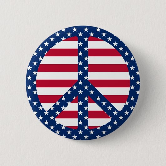 Stars & Stripes Peace Symbol Button (Voorkant)