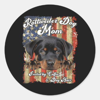 Stars Stripes Rottweiler Hondenmoeder Patriottisch Ronde Sticker