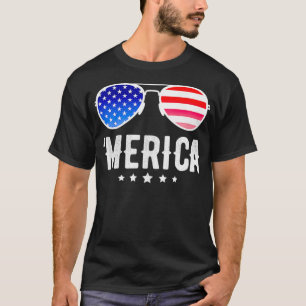 Stars Stripes Sunglazen Freedom USA Merica T-shirt
