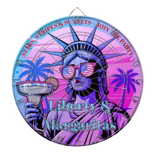 Stars, Stripes & Sunsets—Liberty & Margaritas Dartbord (Voorkant)