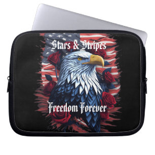 Stars & Stripes Vlag van de VS Steelaar met Rozen Laptop Sleeve