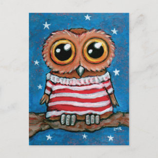 Stars & Stripes Wide Eyed Owl | Briefkaart voor vo