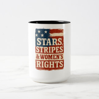 Stars, Stripes & Women’s Rights Distressed Flag Tweekleurige Koffiemok