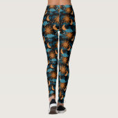 Stars Sun Moon Celestial Pattern Black Leggings (Achterkant)