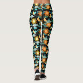 Stars Sun Moon Celestial Pattern Black Leggings (Achterkant)