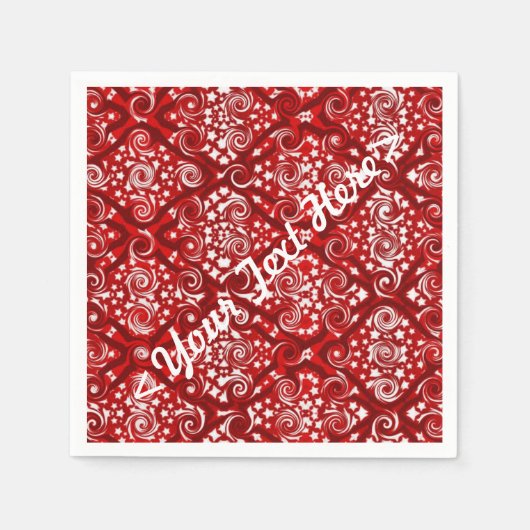 Stars & Swirls Red en White - gepersonaliseerd Nap Servet (Voorkant)