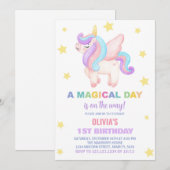 Stars Unicorn Invitations d'anniversaire (Devant / Derrière)
