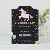 Stars Unicorn Invitations d'anniversaire (Debout devant)