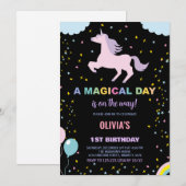 Stars Unicorn Invitations d'anniversaire (Devant / Derrière)