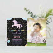 Stars Unicorn Invitations d'anniversaire avec phot (Debout devant)