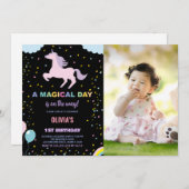Stars Unicorn Invitations d'anniversaire avec phot (Devant / Derrière)
