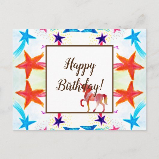 Stars & Uniocorn Carte de voeux Anniversaire (Devant)