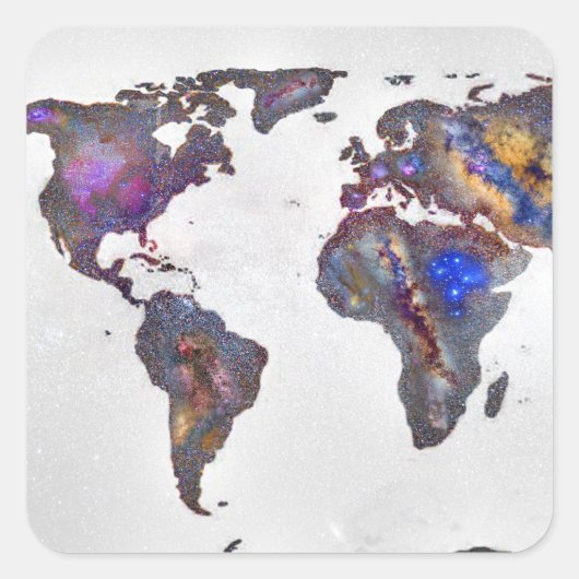 Stars world map vierkante sticker (Voorkant)