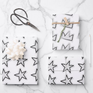 Stars Wrapping Paper Flat Sheet Set of 3