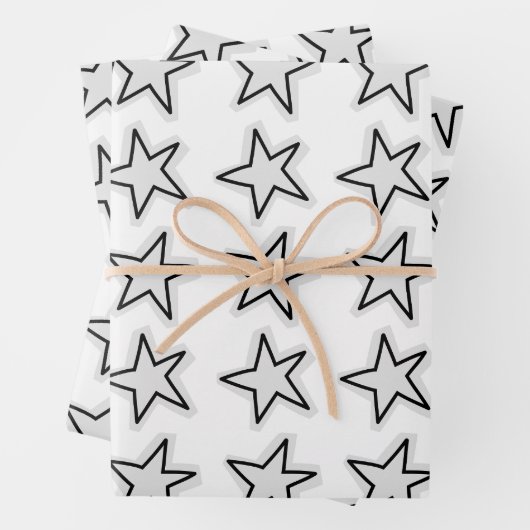 Stars Wrapping Paper Flat Sheet Set of 3 (In situ)