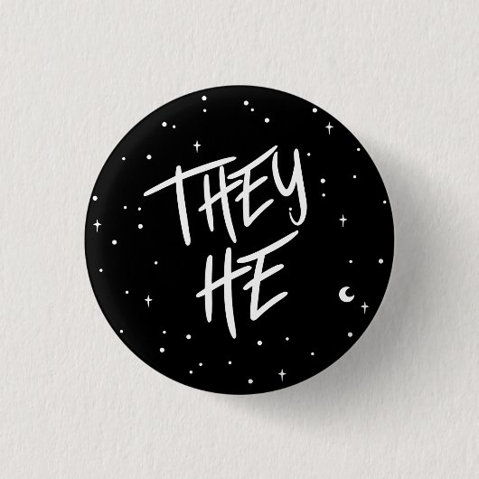 Stars ze/He Pronouns Ronde Button 3,2 Cm (Voorkant)