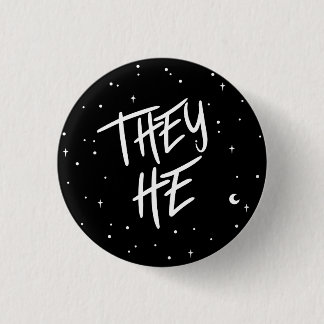 Stars ze/He Pronouns Ronde Button 3,2 Cm