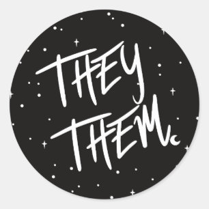 Stars Ze /Them Pronouns Ronde Sticker