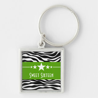 Stars Zebra Print Sweet 16 Sleutelhanger, groen Sleutelhanger