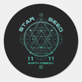 Starseed Sacred Geometry Ronde Sticker (Voorkant)