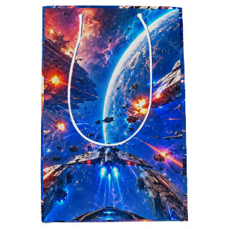 Starship Gevecht Boven een Blauwe Planeet Medium Cadeauzakje