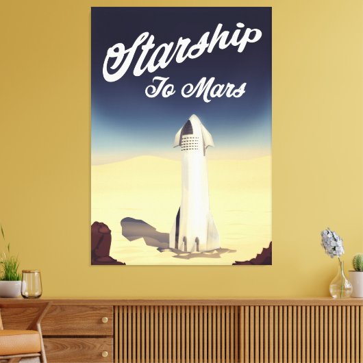 Starship to Mars -stijl ruimtevaart. Canvas Afdruk (Insitu (Woonkamer))