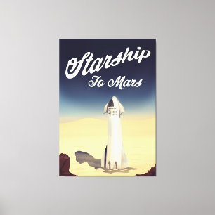 Starship to Mars -stijl ruimtevaart. Canvas Afdruk