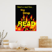Start een echt vuur... Stop, Daling, LEES Poster (Keuken)