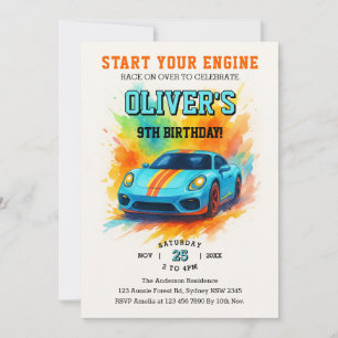 Start Je Motoren Cute Watercolor Verjaardagsfeestj Kaart