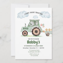 Start je tractor 1e verjaardagsuitnodiging