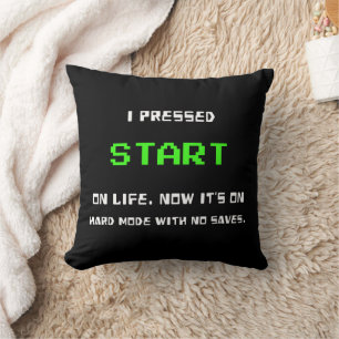 START Knop Retro 8 Bit Pixel Art Gamer Gaming Kussen
