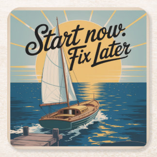 Start Now. Fix Later Vierkante Kartonnen Onderzetter