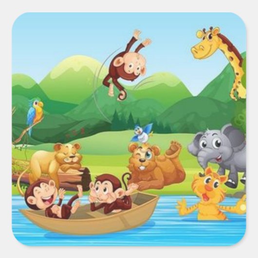 Start op een Mini Safari Adventure (Sticker Sticke Vierkante Sticker (Voorkant)