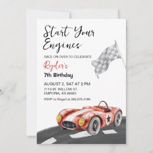 Start uw motor op elke leeftijd verjaardag uitnodi kaart