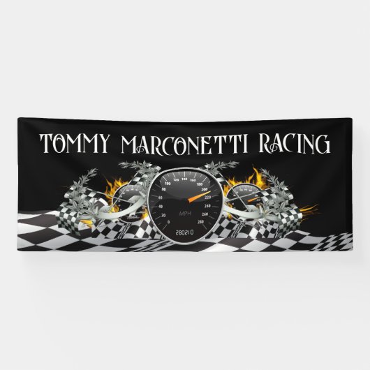 START UW MOTOREN! Auto Racing - Auto-industrie Spandoek (Horizontaal)