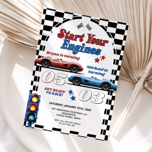 Start uw motoren Retro Race Auto Dubbele Verjaarda Kaart