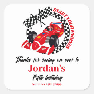 Start uw motoren rode race auto elke leeftijd dank vierkante sticker