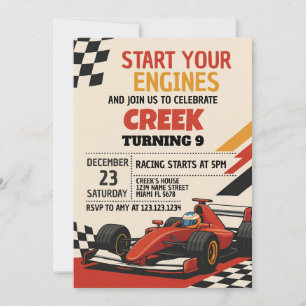 Start uw motoren! Uitnodiging verjaardagsfeestje r