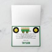 Start uw tractor 1e verjaardag Boerderij Party Sta Bedankkaart (Binnen)