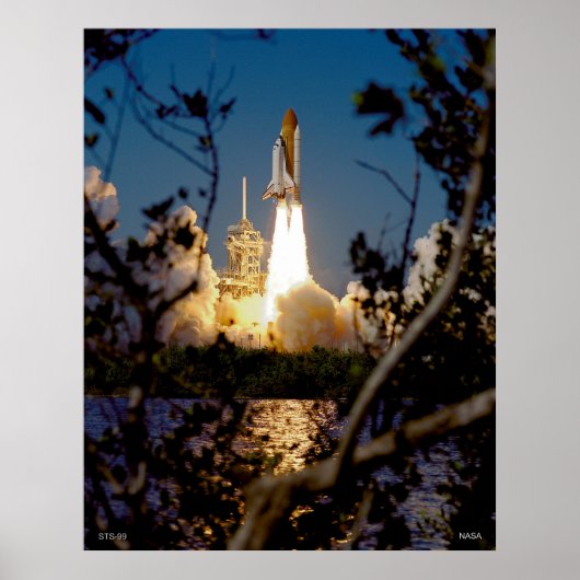 Start van Space Shuttle STS-99 Poster (Voorkant)