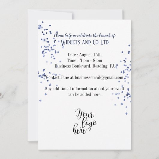 Start voor grote opening van zaken kaart (Achterkant)