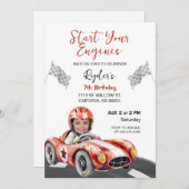 Start Your Engine Birthday Photo Invitation Kaart (Voorkant / Achterkant)