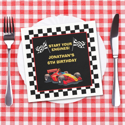 Start Your Engines! Fun Racing Driver Birthday Servet
