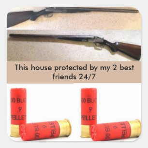 Startbeveiligingssticker 12 en 00 buckshot vierkante sticker