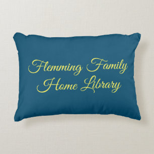 Startbibliotheekkussen, marineblauw, elegant scrip accent kussen