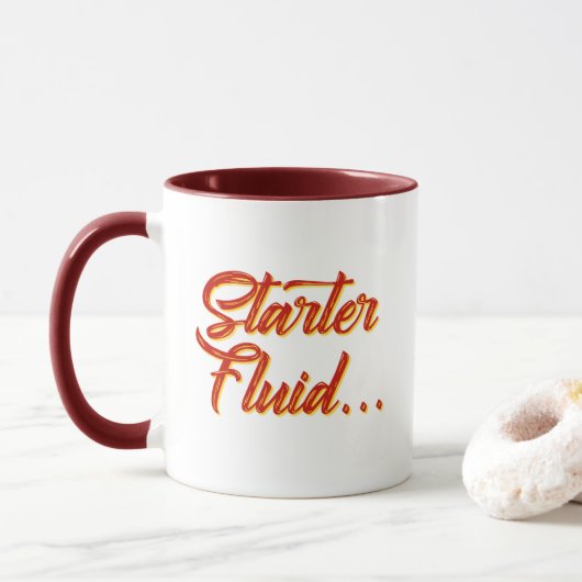 Starter Fluid mok | Funny Coffee Gift Mok (Met donut)
