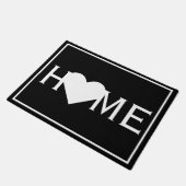 Starthuis met hart en zwart en witte doormat deurmat (Schuin)