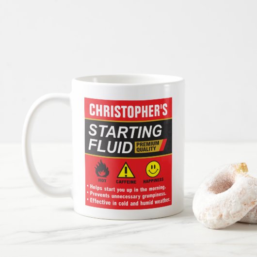 Starting Fluid Personalized Parody Koffiemok (Met donut)