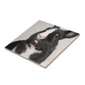 Startled Black and White Bunny Rabbit Tegeltje (Zijkant)