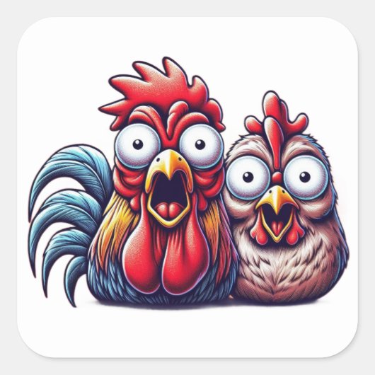 Startled Chicken Pair Sticker Sheet (Voorkant)